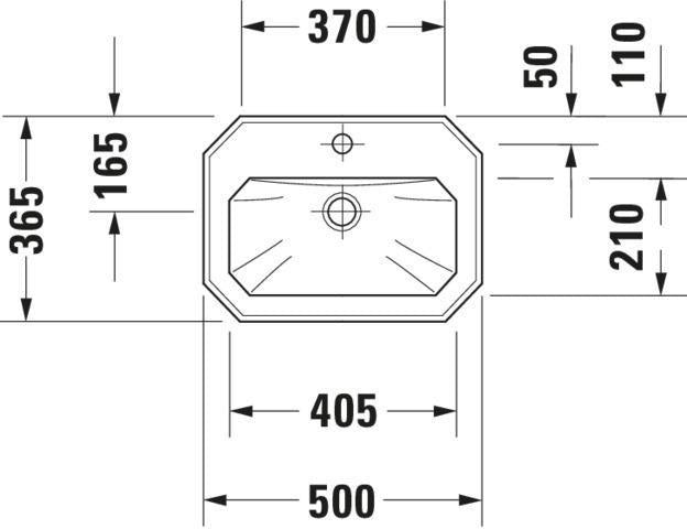 DURAVIT Handwaschbecken Serie 1930 500 mm mit Überlauf, 1 Hahnloch, weiß WonderGliss