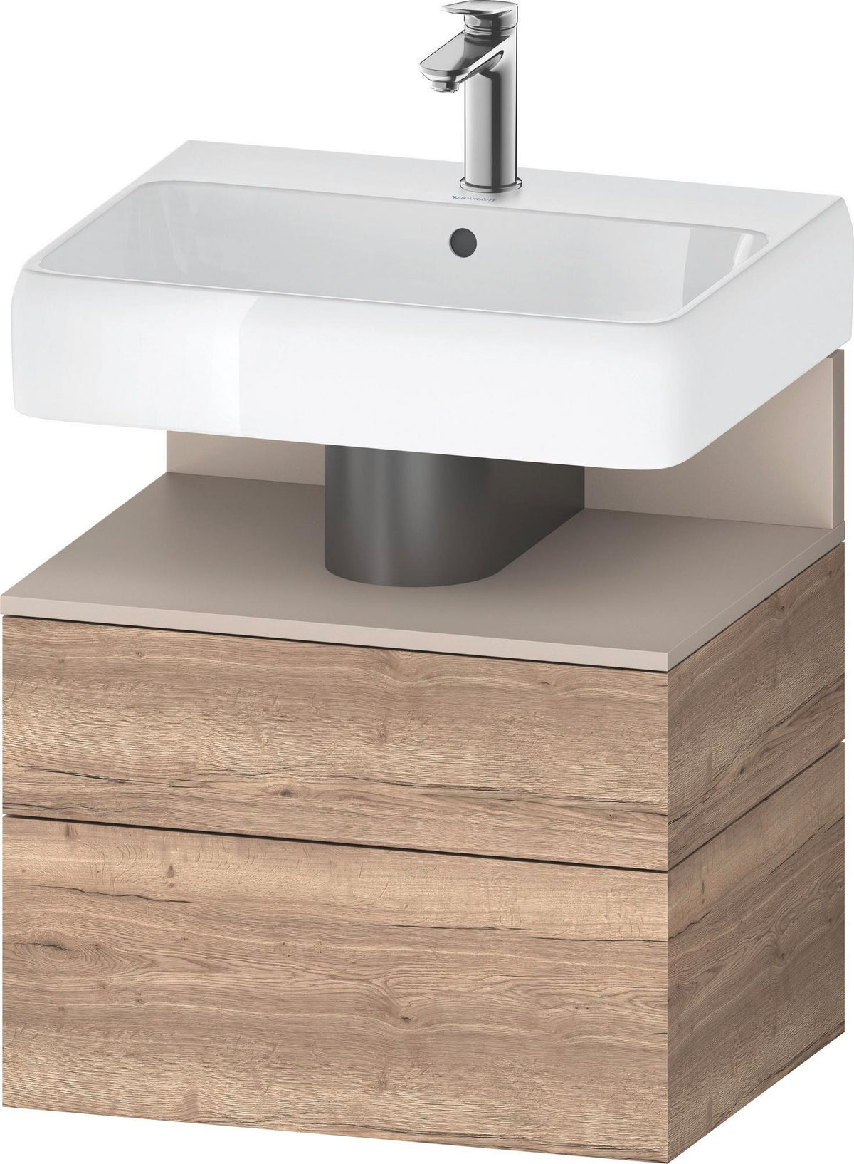 DURAVIT Qatego Waschtischunterbau 590 mm wandhängend, 1 Auszug, weiß Hochglanz, Nische Eiche Schwarz