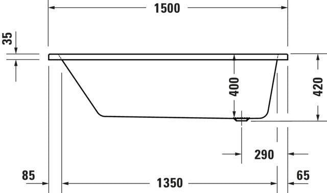 Duravit No.1 Badewanne 1500x700 mm Einbauversion mit 1 Rückenschräge in Weiß