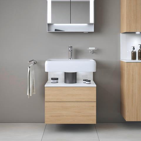 DURAVIT Qatego Hochschrank 400 mm, 2 Türen, weiß Hochglanz, Eiche Schw. Matt