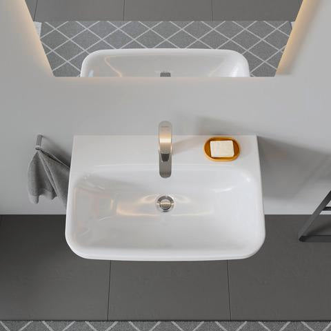 DURAVIT DuraStyle Waschtisch 650 mm mit Überlauf und WonderGliss – Wandhängend, 1 Hahnloch