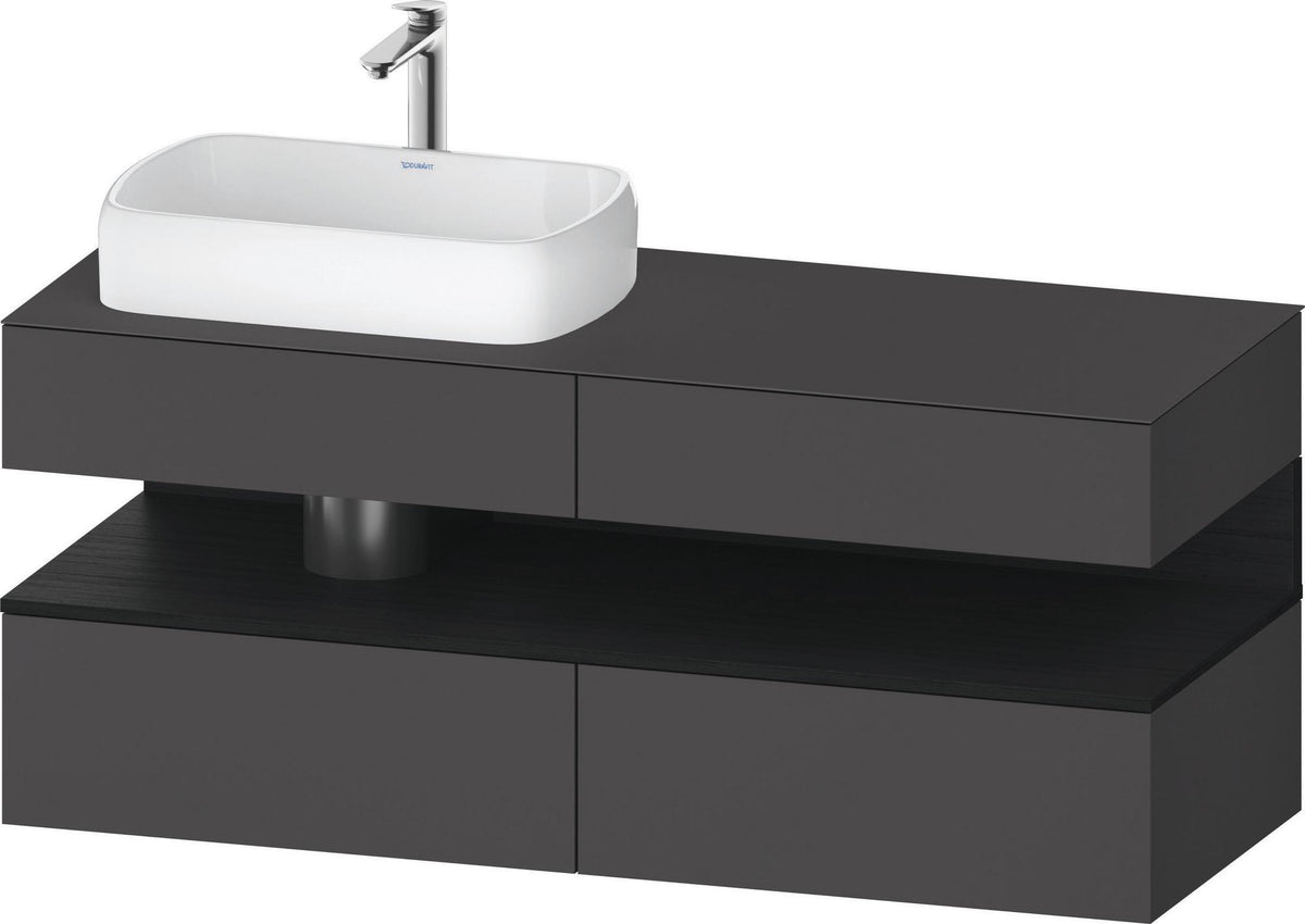 Duravit Qatego Konsolenwaschtischunterbau 1400 mm weiß hochglanz mit Eiche schwarz Nische