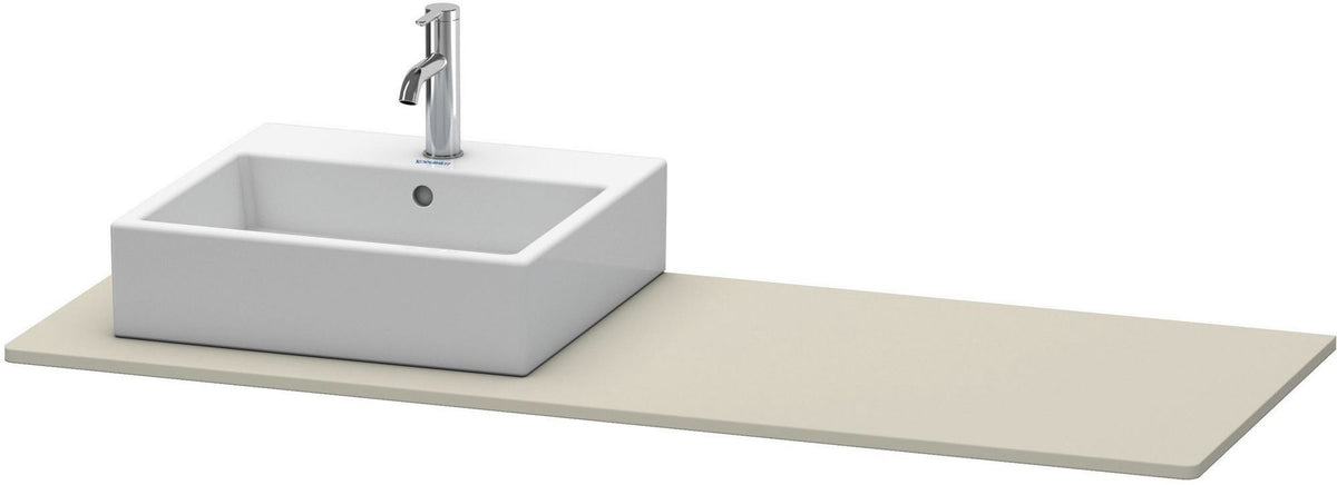 Duravit XSquare Konsole 1400x550mm betongrau matt – 1 Ausschnitt, mit Siphonaussparung