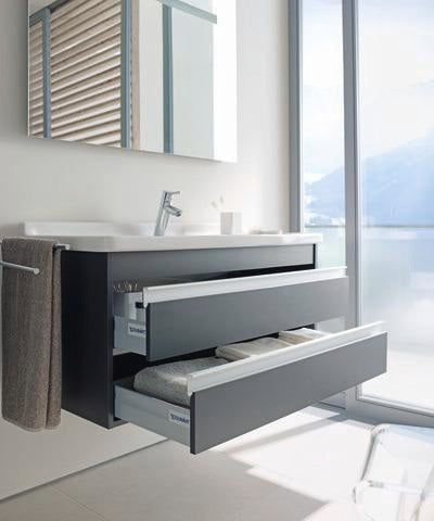 DURAVIT Möbelwaschtisch Starck 3 850 mm mit Überlauf, 1 Hahnloch, weiß – Wandhängend