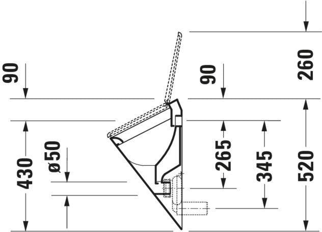 Duravit Urinal STARCK 1 320 x 285 mm mit Fliege, weiß, für Deckel, absaugend