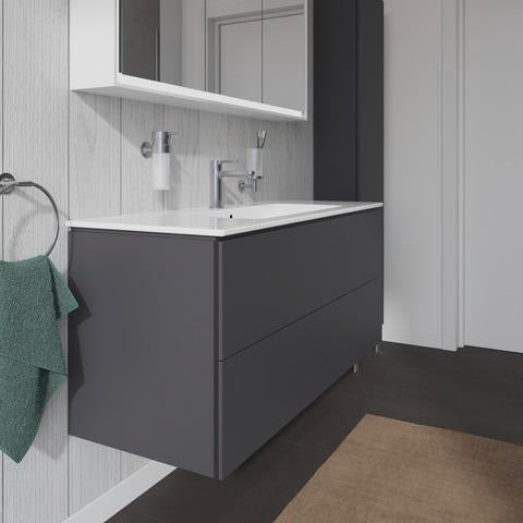 Duravit L-Cube Waschtischunterbau 1220 mm taupe matt mit 2 Schubkästen und Tip-On-Technik
