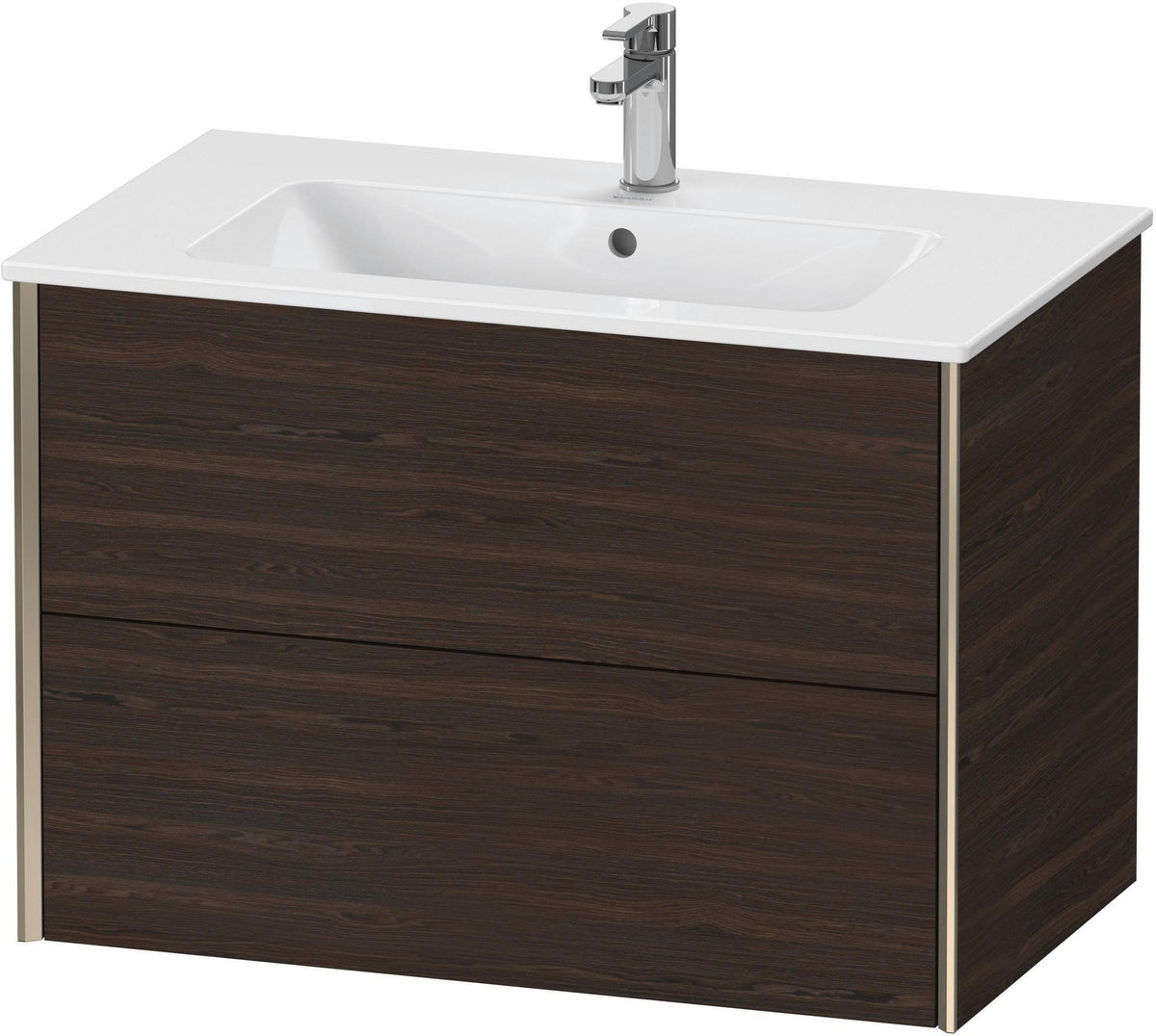 Duravit XViu Waschtischunterbau wandhängend 810 mm, 2 Schubkästen, champagner matt/weiß matt – ohne Griff, mit Tip-On-Technik