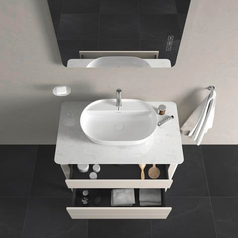 Duravit Luv Waschtischunterbau bodenstehend 938 mm mit Schubkasten und Auszug in Weiß Seidenmatt