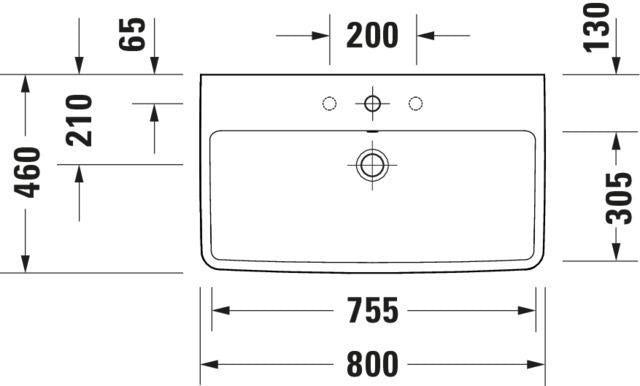 Duravit No.1 Möbelwaschtisch 550 mm weiß mit Überlauf und Hahnlochbank