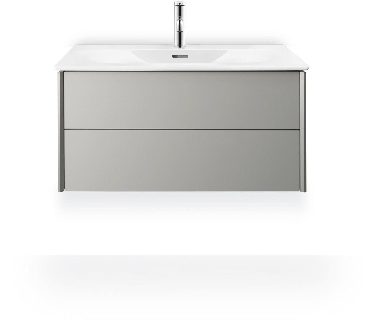 DURAVIT XViu Waschtischunterbau 810 mm wandhängend, 2 Schubkästen, taupe matt – mit Tip-On Technik