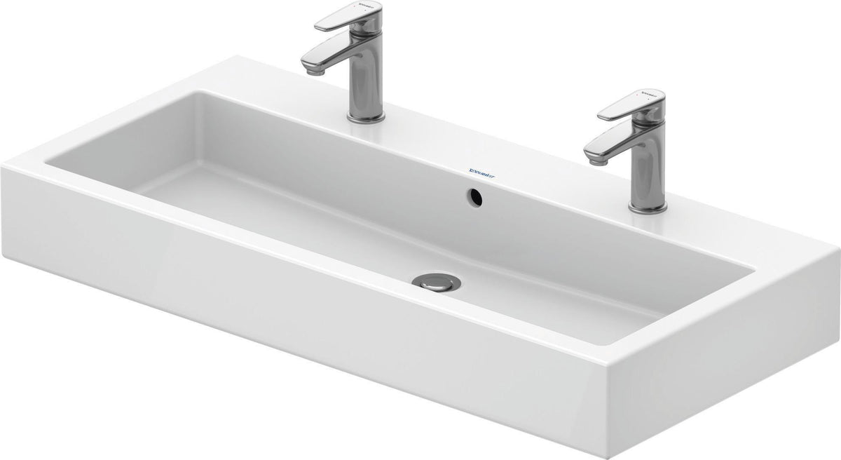Duravit Waschtisch Vero 1000 mm mit Überlauf, 2 Hahnlöchern und geschliffenem Weiß