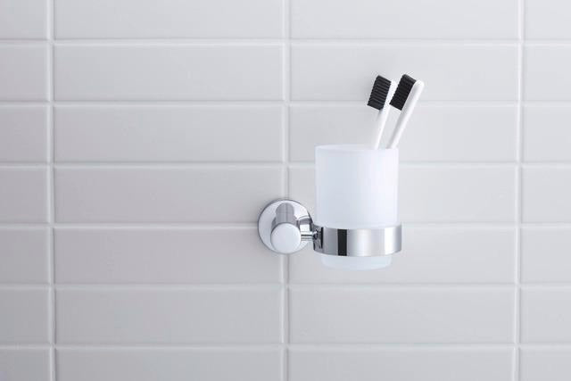 DURAVIT D-Code Glashalter Glas rechts Chrom – Wandmontage Zahnputzbecher mit Befestigungsmaterial