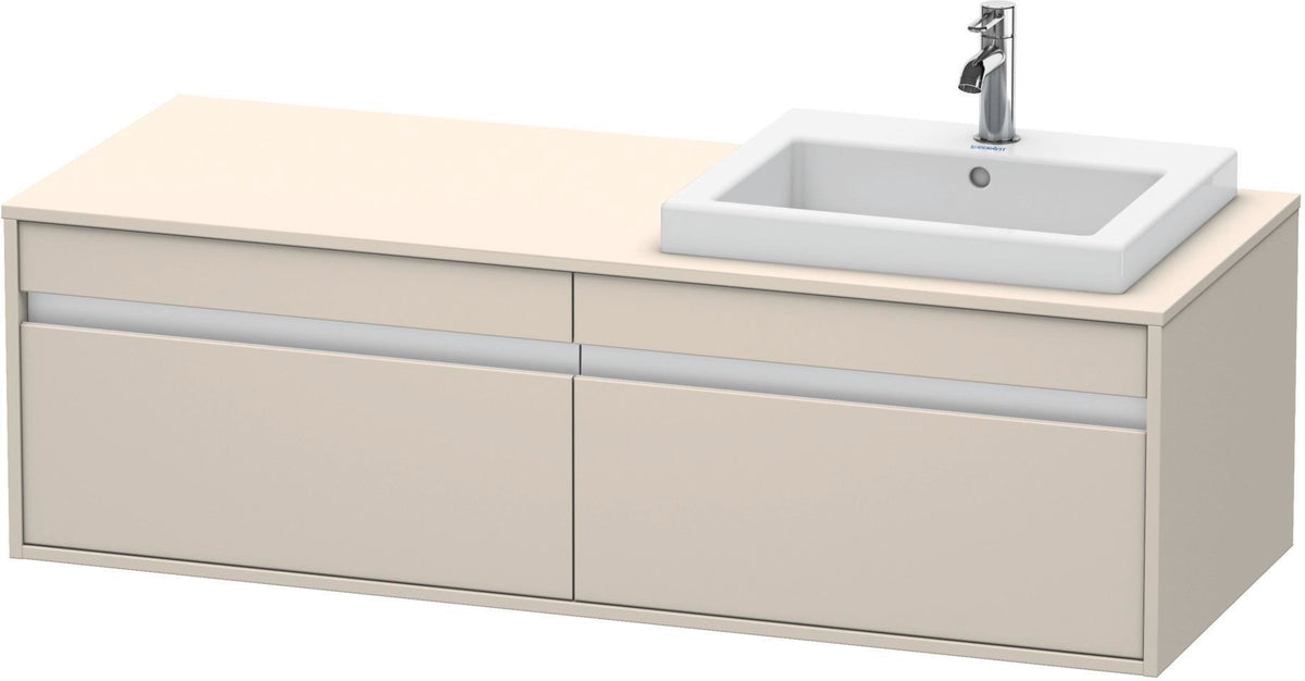 Duravit Ketho Waschtischunterbau 1400 mm wandhängend, 2 Auszüge, weiß matt, Becken links