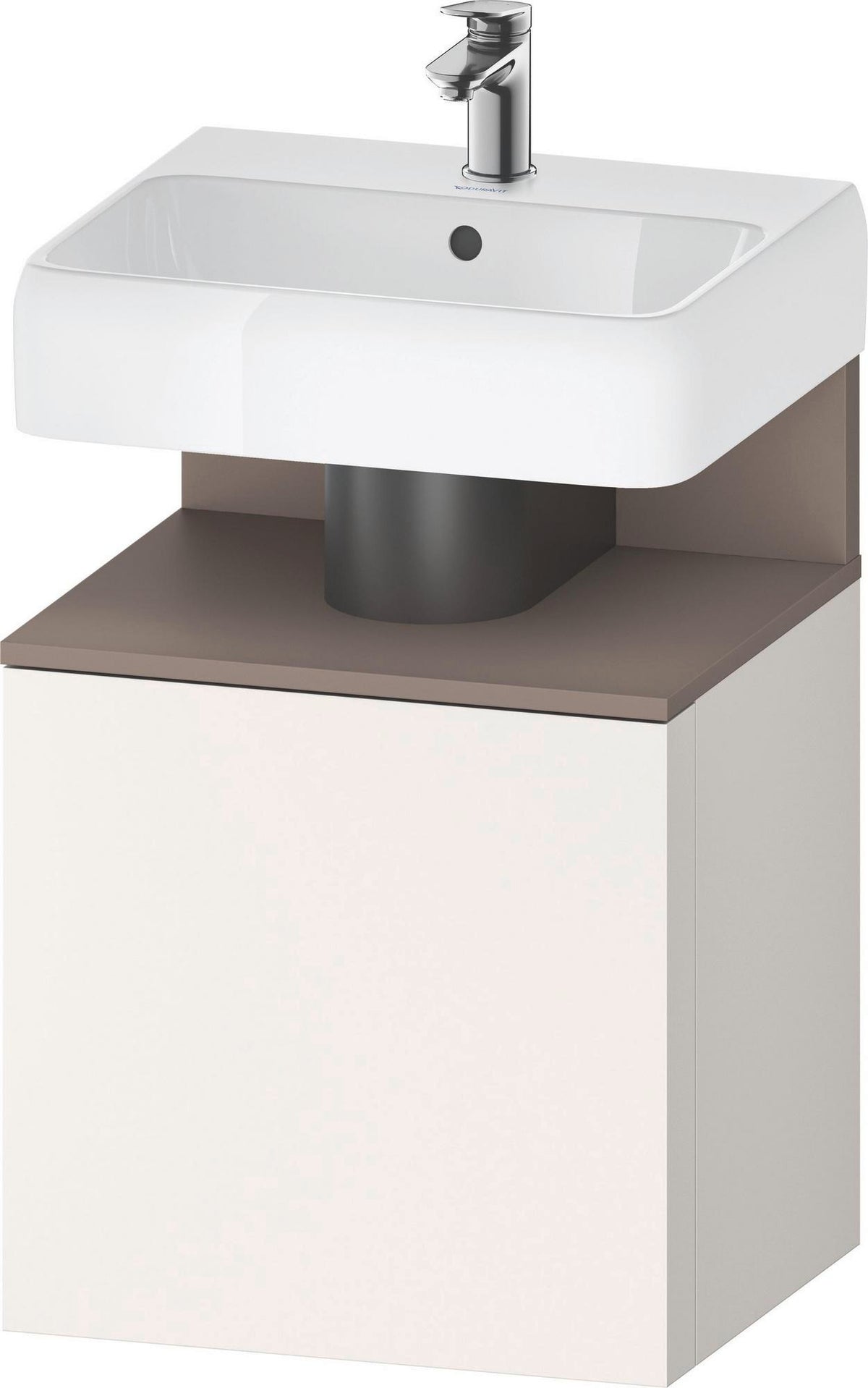 DURAVIT Qatego Waschtischunterbau 490 mm wandhängend, 1 Tür links, Weiß Matt mit Eiche Schwarz Nische