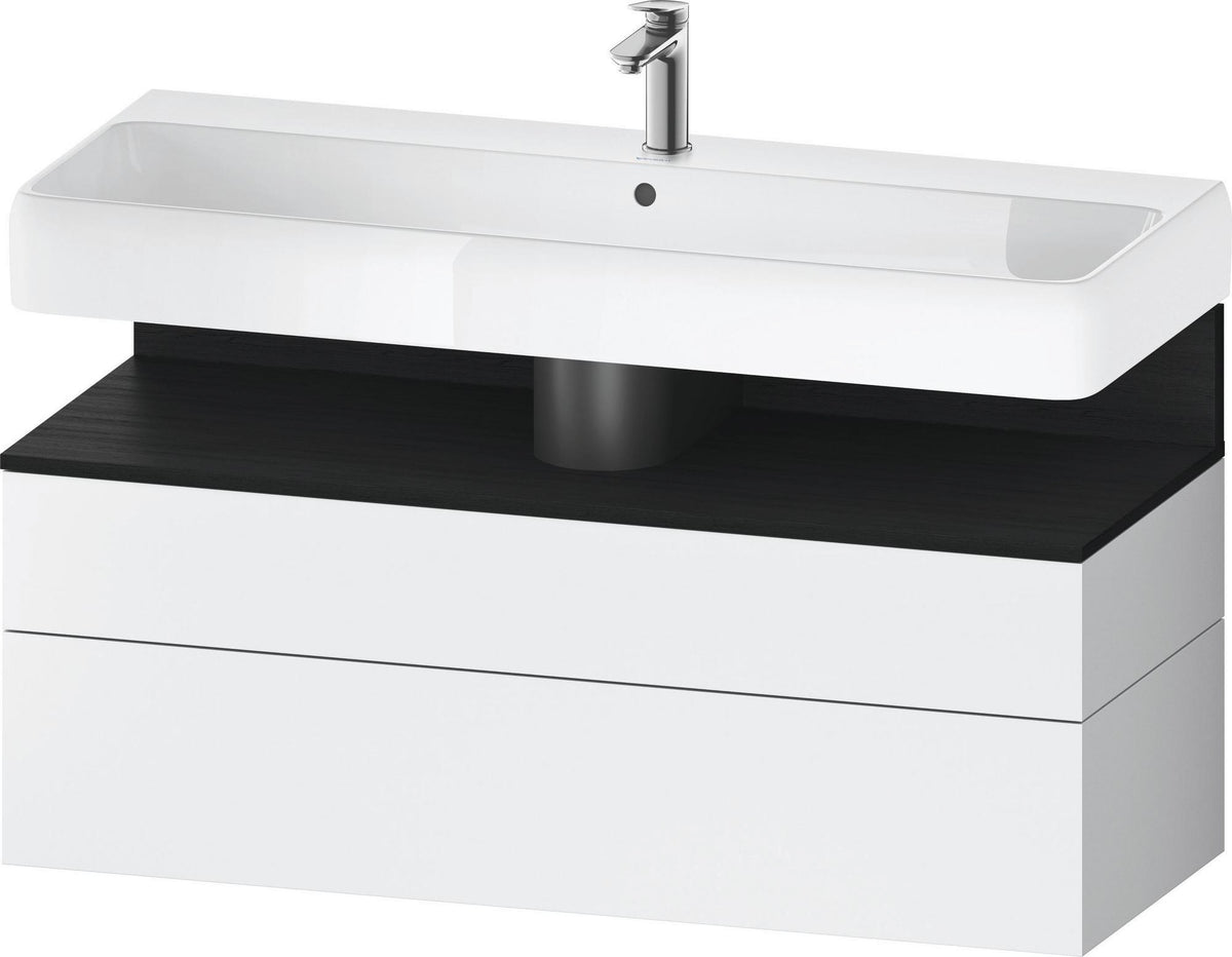 Duravit Qatego Waschtischunterbau 1190 mm – Weiß Matt mit Eiche Schwarz Nische, 1 Auszug, LED