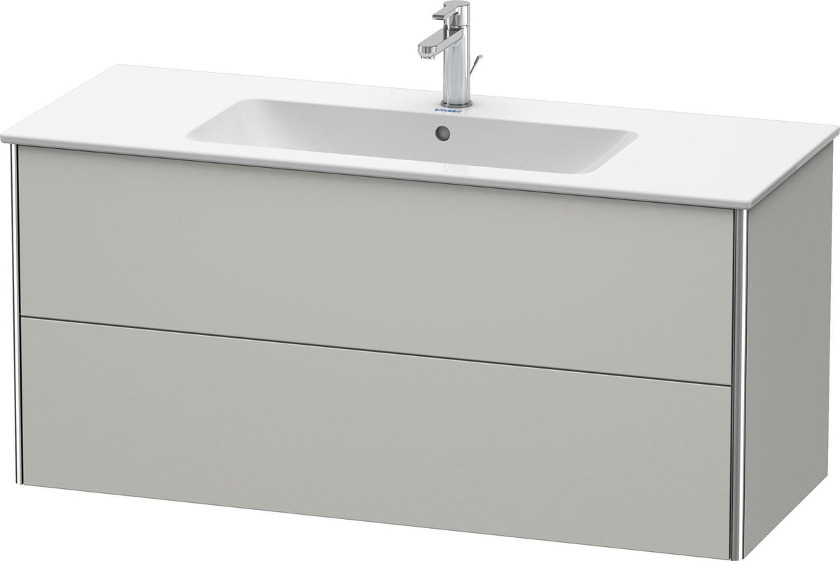 DURAVIT XSquare Waschtischunterbau betongrau matt, 2 Schubkästen, 1210 mm – wandhängend mit Tip-On