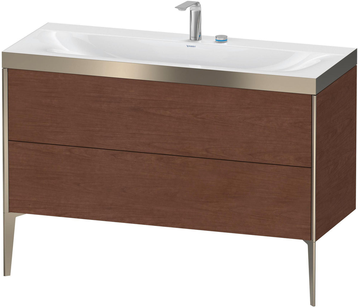 DURAVIT XViu c-bonded Waschtischunterbauset 1200 mm mit 2 Auszügen, champagner matt / amerikanischer Nussbaum