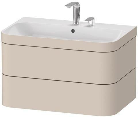 Duravit Waschtischset Happy D.2 Plus, 2 Schubkästen, 775x490 mm, Einrichtungssystem Ahorn Mitte Taupe Supermatt