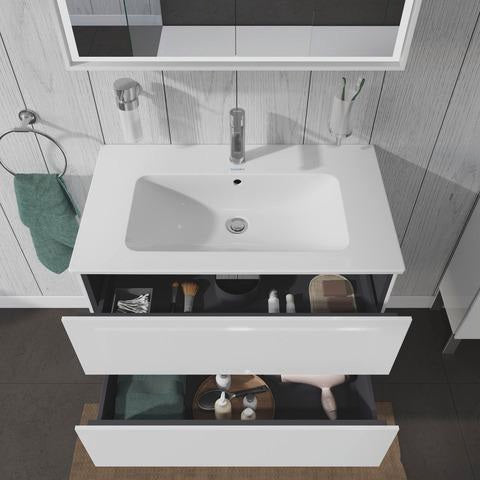 Duravit L-Cube Waschtischunterbau 820 mm taupe matt mit 2 Schubkästen und Tip-On-Technik