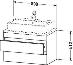 Duravit DuraStyle Konsolenwaschtischunterbau 800 mm Eiche Terra/Weiß Matt – 2 Schubkästen, wandhängend