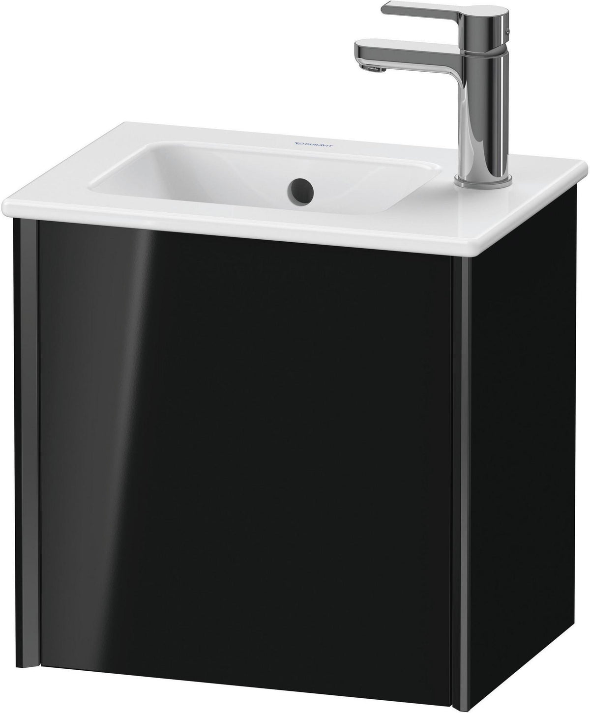 Duravit XViu Waschtischunterbau wandhängend 410 mm 1 Tür rechts schwarz hochglanz