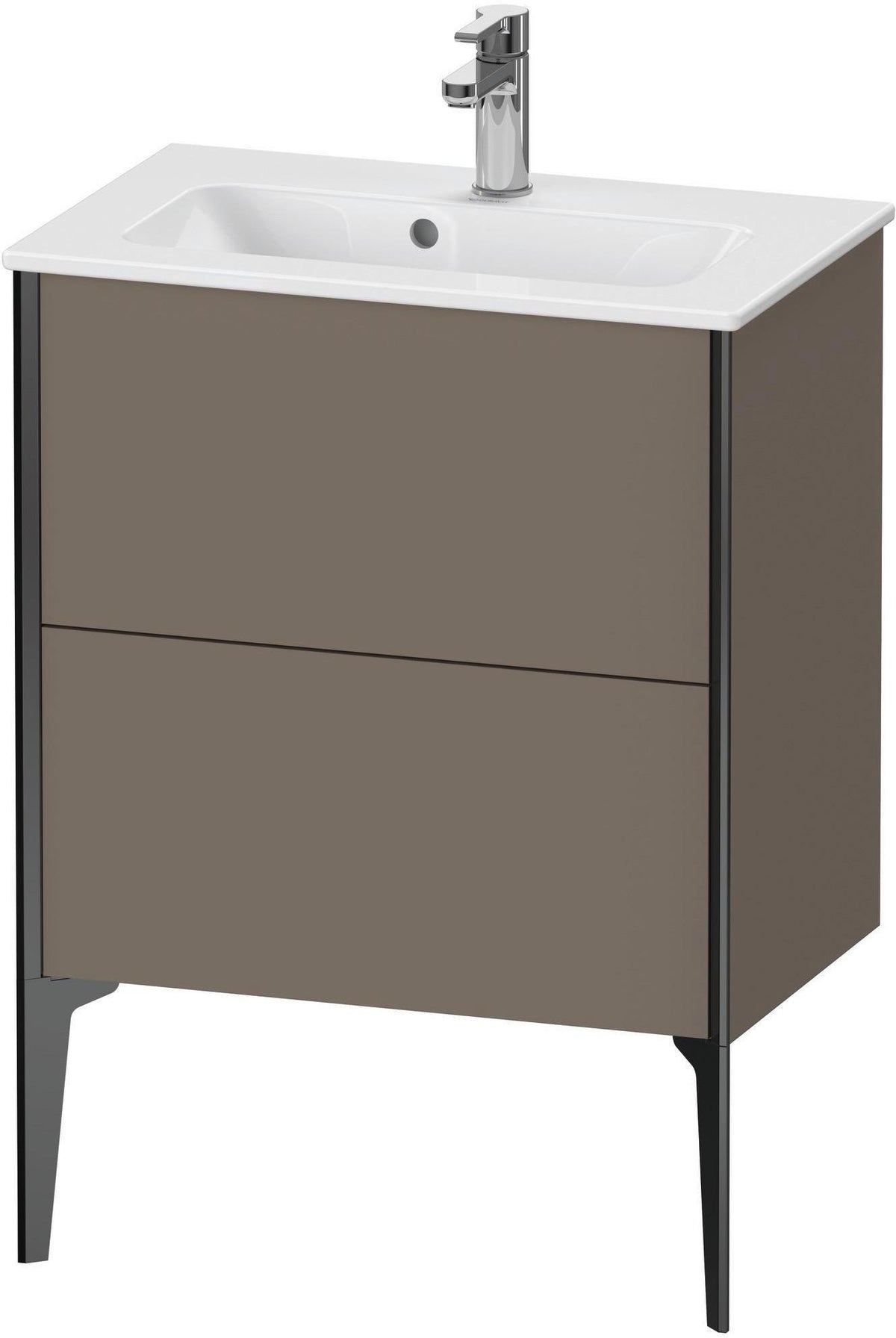 Duravit XViu Waschtischunterbau bodenstehend 610 mm, 2 Auszüge, champagner matt/weiß matt