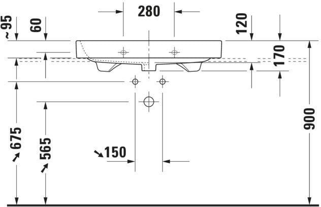 DURAVIT Möbelwaschtisch Happy D.2 800 mm mit Überlauf und Hahnlochbank, geschliffen, weiß