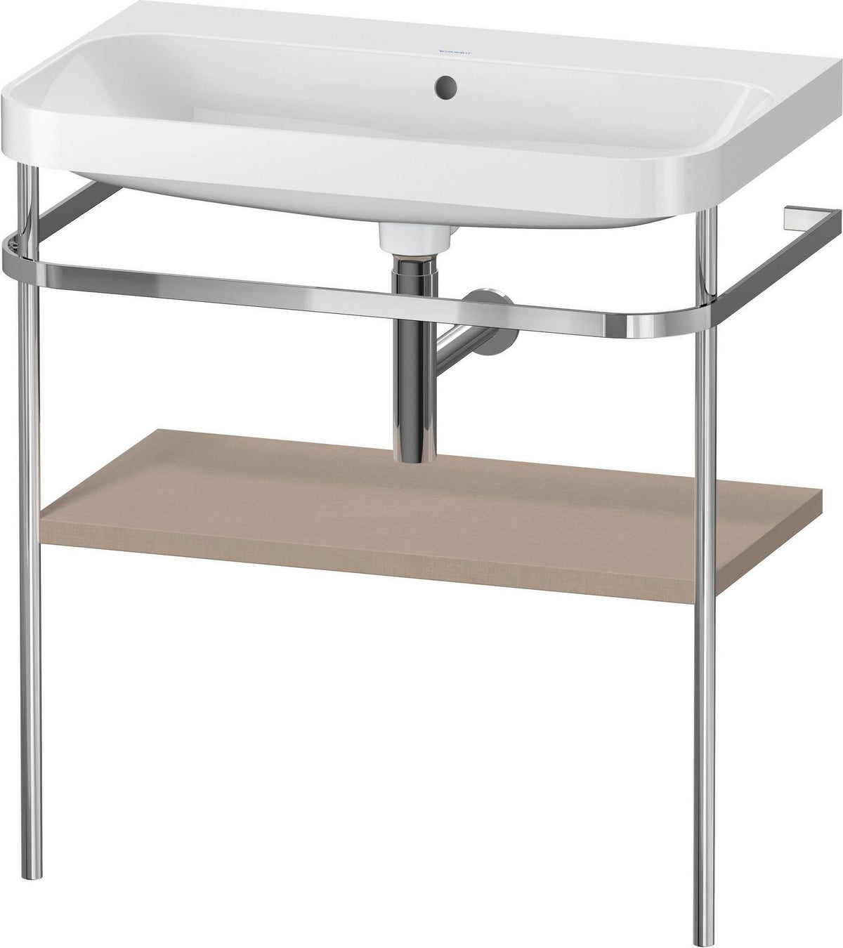 DURAVIT Happy D.2 c-shaped Waschtisch-Set 775 mm mit Metallkonsole, taupe seidenmatt
