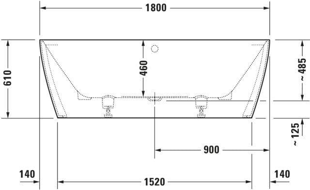 Duravit DuraSquare Badewanne 1800x800 mm Mineralguss Weiß Matt mit Fußgestell und Verkleidung
