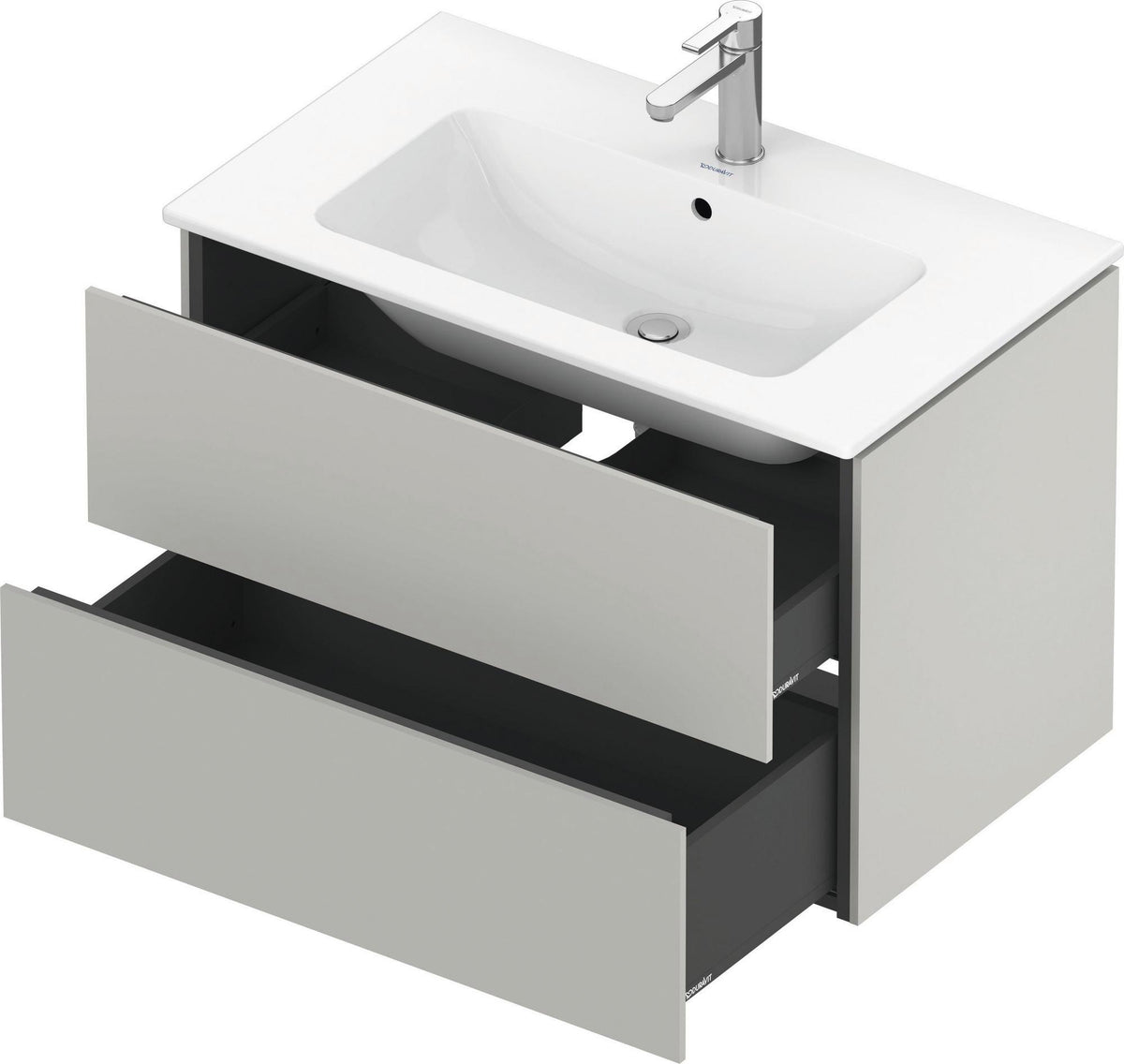Duravit L-Cube Waschtischunterbau 820 mm taupe matt mit 2 Schubkästen und Tip-On-Technik