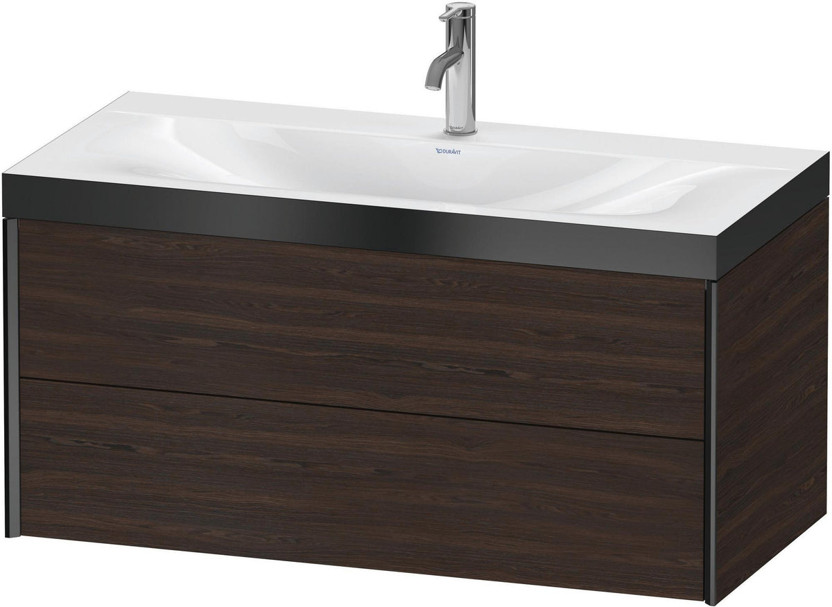 DURAVIT XViu Waschtischunterbauset c-bonded 1000 mm, 2 Schubkästen, Nussbaum/Schwarz matt