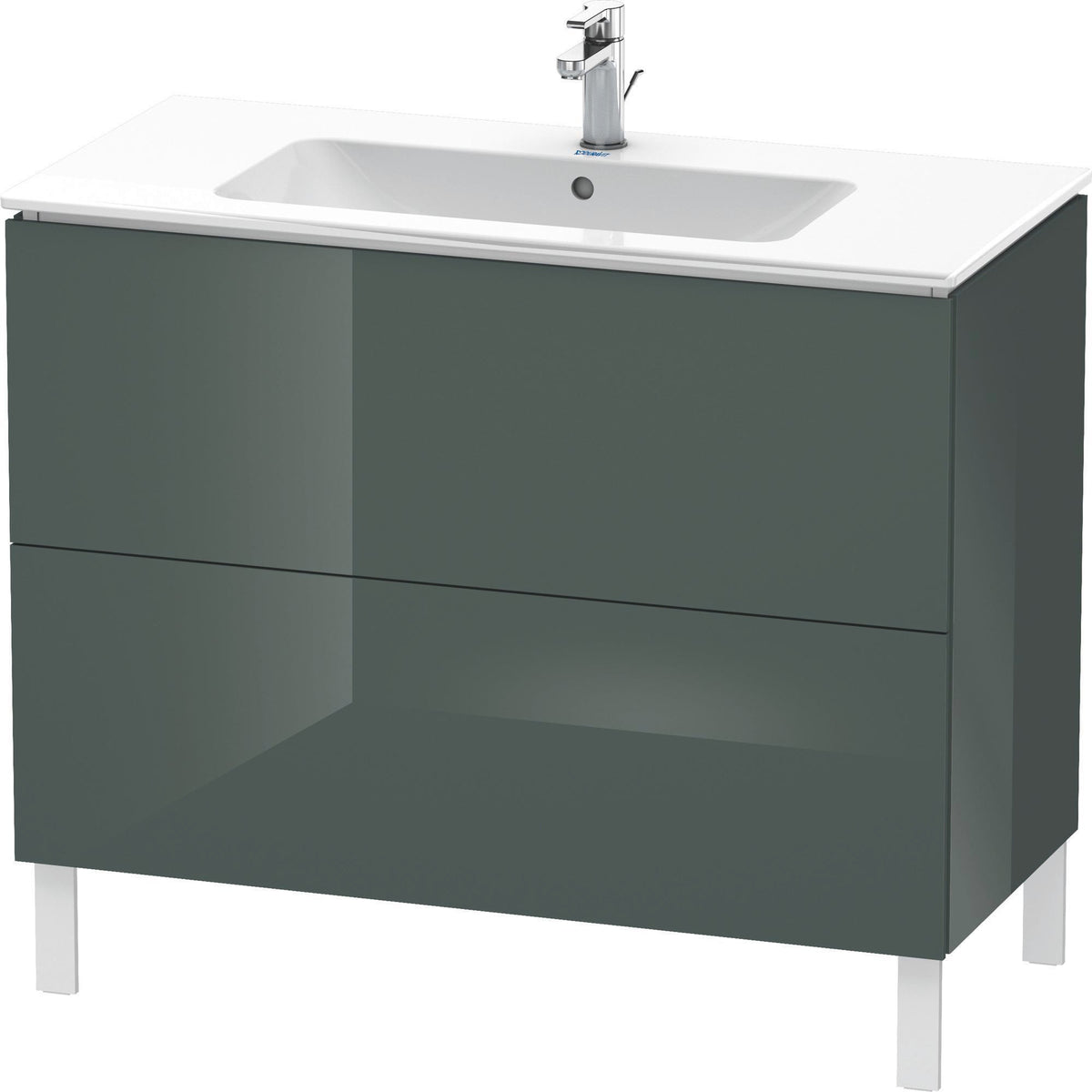 Duravit L-Cube Waschtischunterbau 1020 mm, 2 Auszüge, Amerikanisch Nussbaum, bodenstehend