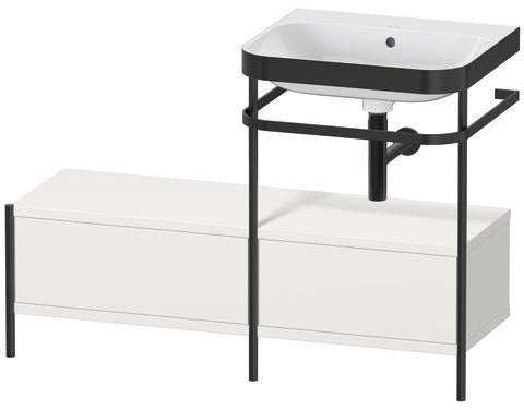 Duravit Waschtischset Happy D.2 Plus 1200x490mm ein Hahnloch taupe supermatt mit Metallkonsole