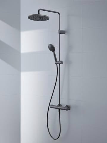 DURAVIT Duschsystem MinusFlow mit Brausethermostat, Bronze Gebürstet, 1124 mm