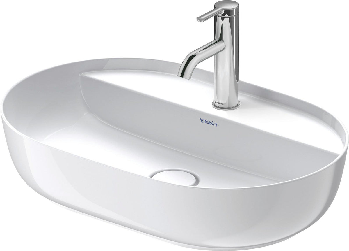 DURAVIT Aufsatzbecken Luv 600 mm weiß mit Hahnlochbank und Halbsäule, ohne Überlauf