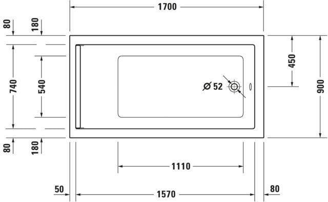 DURAVIT Starck Whirlwanne 1700x900 mm mit Air-System, 1 Rückenschräge, Weiß