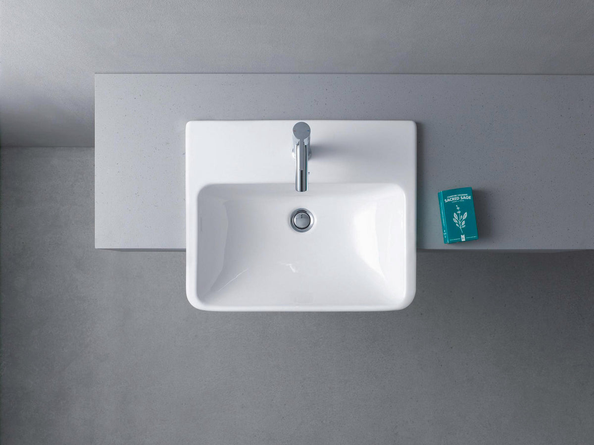 DURAVIT ME by Starck Halbeinbau-Waschtisch 550 mm mit Überlauf, 1 Hahnloch, weiß seidenmatt