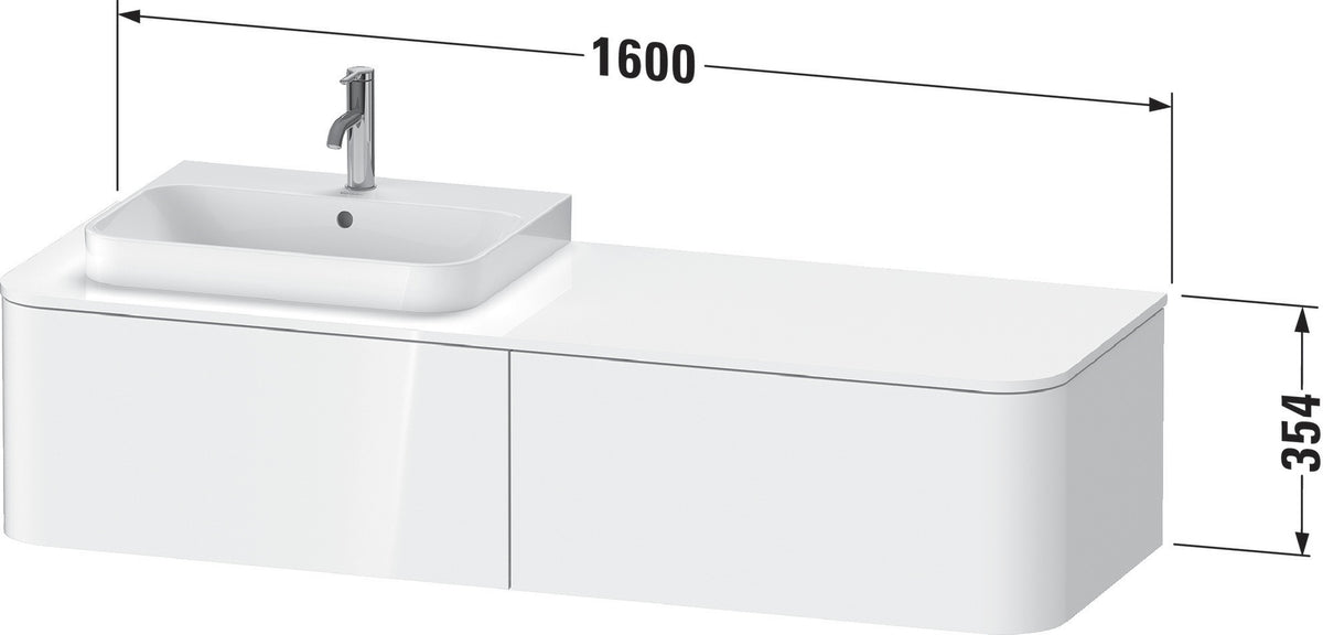 Duravit Happy D.2 Plus Waschtischunterbau 1600 mm taupe supermatt, 2 Auszüge, Becken links
