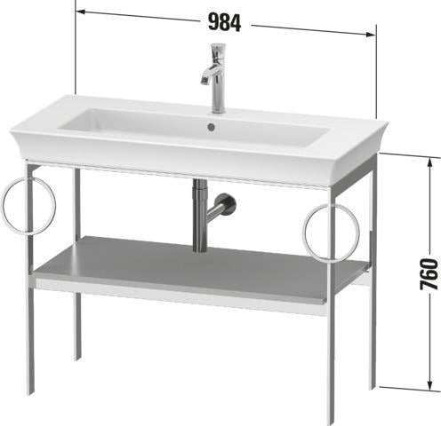 DURAVIT White Tulip Metallkonsole 984 mm taupe hochglanz mit Höhenausgleich von Philippe Starck