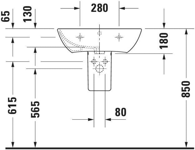 Duravit Waschtisch ME by Starck 600 mm Weiß Seidenmatt mit Überlauf und Hahnlochbank