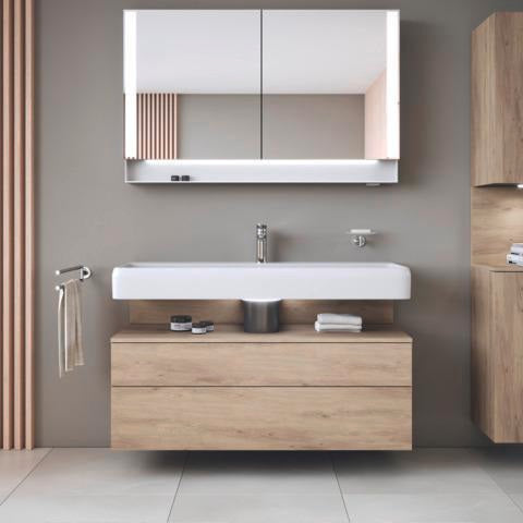 DURAVIT Qatego Hochschrank 400 mm, 2 Türen, weiß Hochglanz, Eiche Schw. Matt