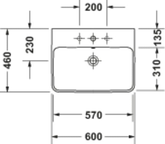 Duravit Waschtisch ME by Starck 600 mm Weiß Seidenmatt mit Überlauf und Hahnlochbank