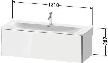 Duravit XSQUARE Waschtischunterbau 1210 mm, 1 Auszug, weiß matt, wandhängend, für Viu