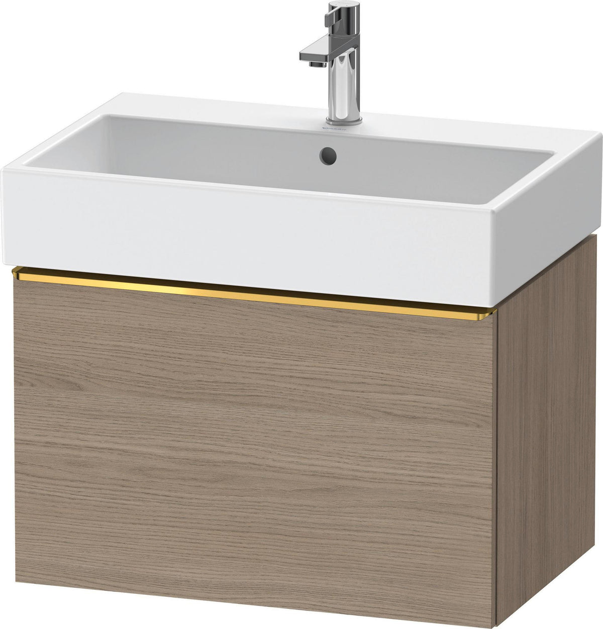 Duravit D-Neo Waschtischunterbau 684 mm Eiche Terra Matt mit Auszug und Bronze-Griff