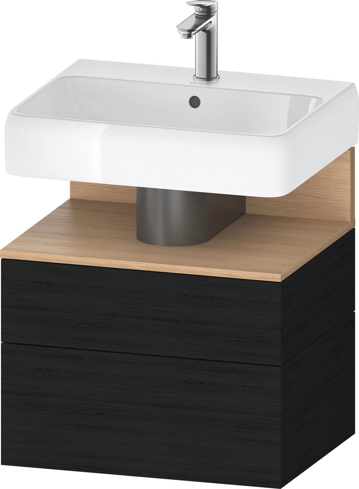 DURAVIT Qatego Waschtischunterbau 590 mm wandhängend, 1 Auszug, weiß Hochglanz, Nische Eiche Schwarz
