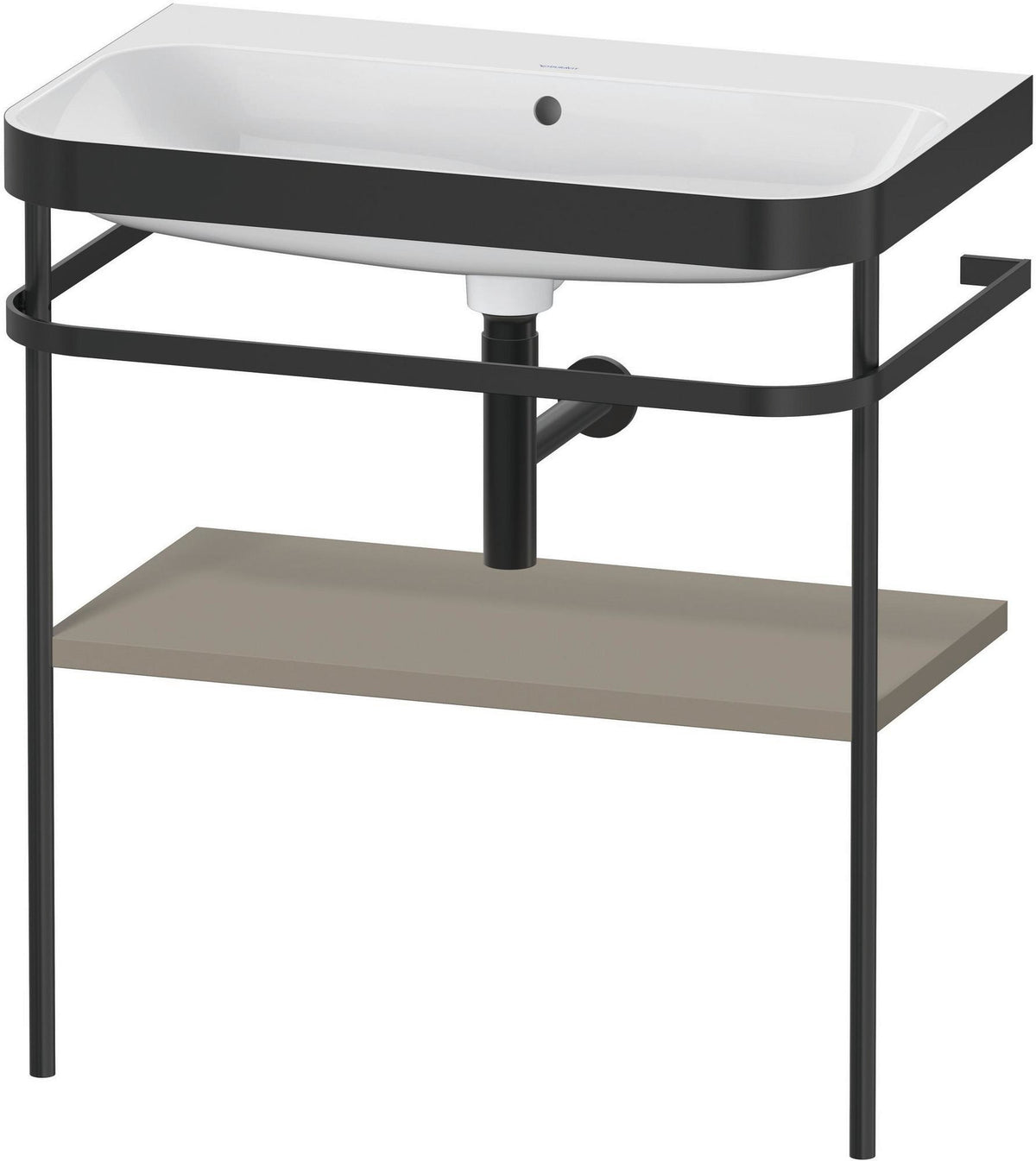 Duravit Happy D.2 c-bonded Waschtischset mit Metallkonsole, 775 mm, Steingrau Seidenmatt