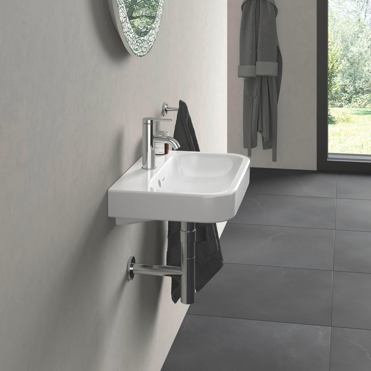 DURAVIT Happy D.2 Möbel-Handwaschbecken 500 mm mit Überlauf und Hahnlochbank, weiß