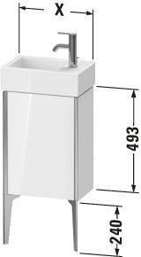 Duravit Waschtischunterbau XVIU 493 mm für Vero Air, seidenmatt, mit Tür und Aluminiumprofil