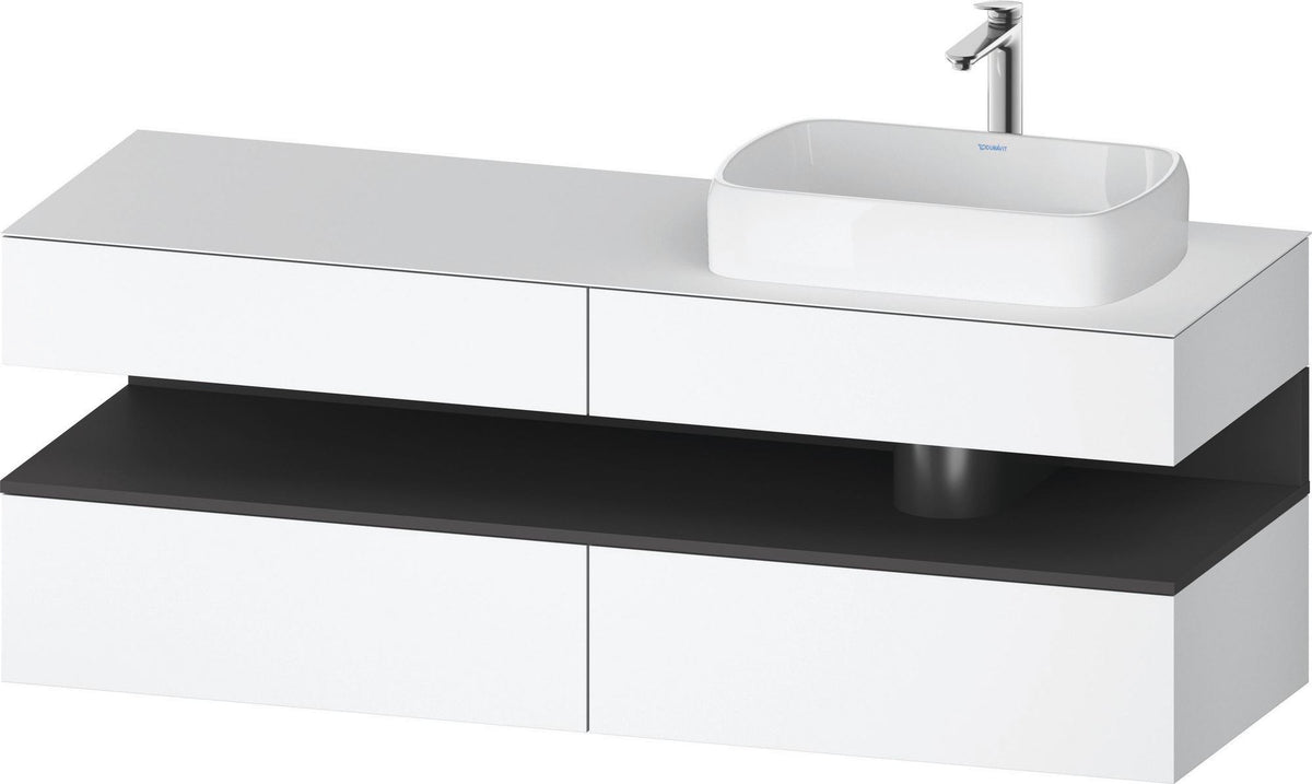 Duravit Qatego Konsolenwaschtischunterbau 1600 mm Weiß Hochglanz mit Eiche Schwarz Nische