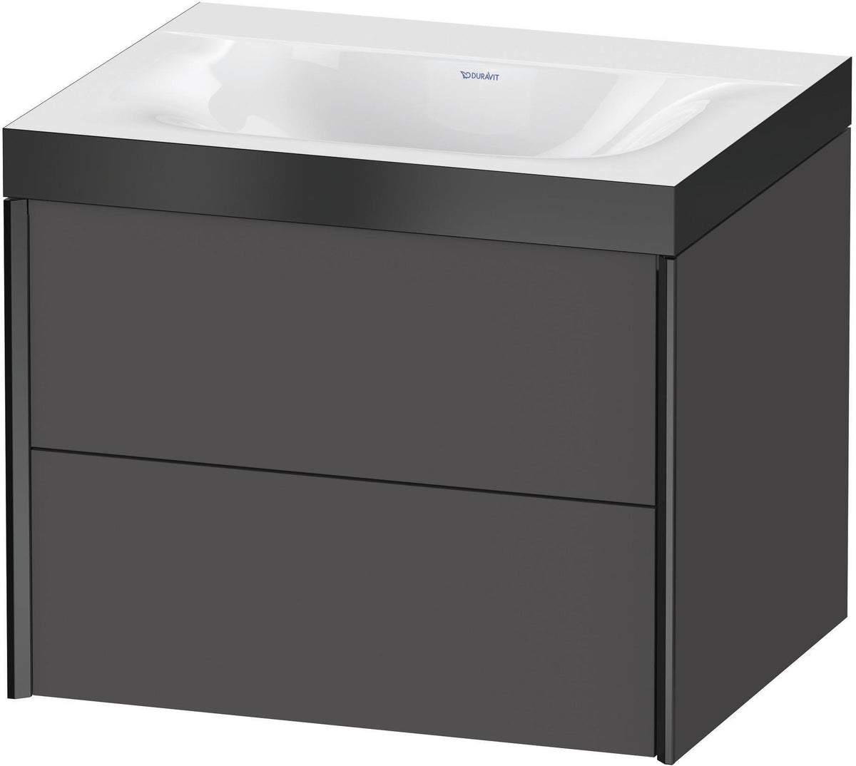 Duravit XViu Waschtischunterbauset c-bonded, 2 Schubkästen, 600x480x503 mm, schwarz matt / graphit matt